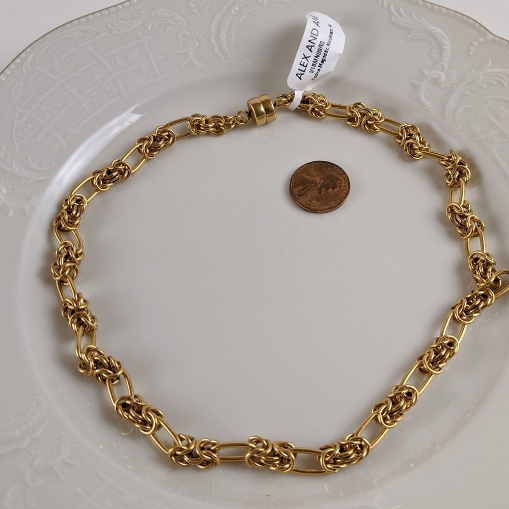 Alex and Ani Rafaelian Gold Cobra Magn. Necklace